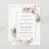 Rosa Rosa Rose Save the Date blühen Postkarte (Vorne/Hinten)