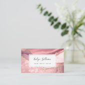 Rosa Rosa-Rose und Goldene Glitzer Visitenkarte (Stehend Vorderseite)