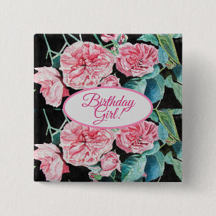 Rosa rosa Rosen floral Folge Deiner Freude Muster Button