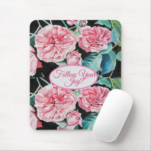 Rosa rosa Rosen florales Muster 'Folge deiner Freu Mousepad