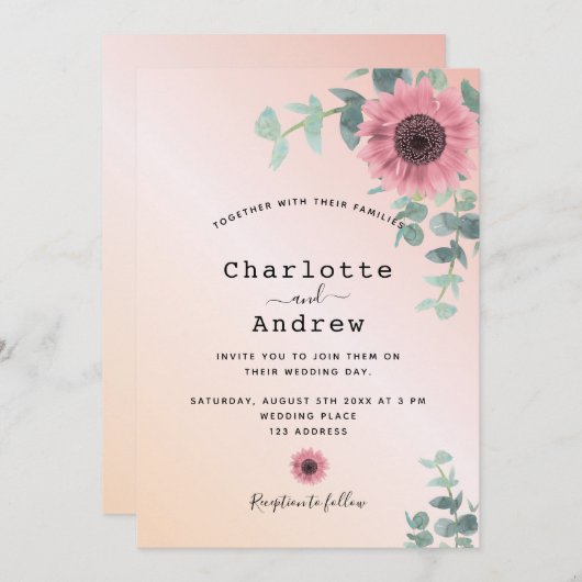 Rosa Rosa-Rosengarten-Hochzeit Einladung (Vorne/Hinten)