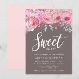 Rosa Rosa Rosengold 16 . Geburtstag Einladung