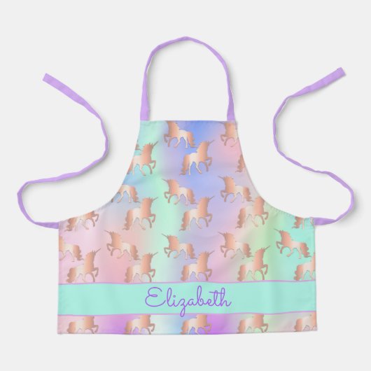 Rosa Rosa Rosengolde Regenbogenminze, grüner Name Schürze (Vorderseite)