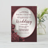 Rosa Rosa-Rosenrahmen für das Hochsetzen von Monog Einladung (Stehend Vorderseite)