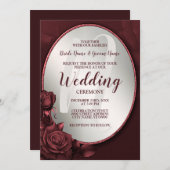 Rosa Rosa-Rosenrahmen für das Hochsetzen von Monog Einladung (Vorne/Hinten)