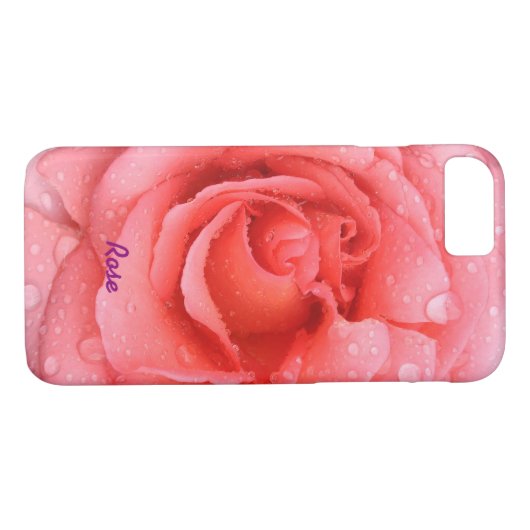 Rosa Rosa-Rosenwasser tropft Personalisiert Case-Mate iPhone Hülle (Rückseite (Horizontal))