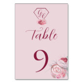 Rosa Rosa-Rot-Hochzeitskarte Tischnummer (Vorderseite)