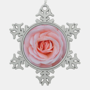 Rosa Rosa Schneeflocken Zinn-Ornament