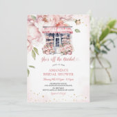 Rosa Rosa Sie ist vom Brautparty des Marktes Einladung (Stehend Vorderseite)