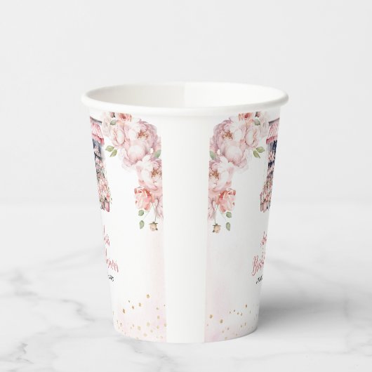 Rosa Rosa Sie ist vom Brautparty des Marktes Pappbecher (Links)