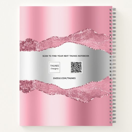 Rosa Rosa silber-Spitzname Notizblock (Rückseite)