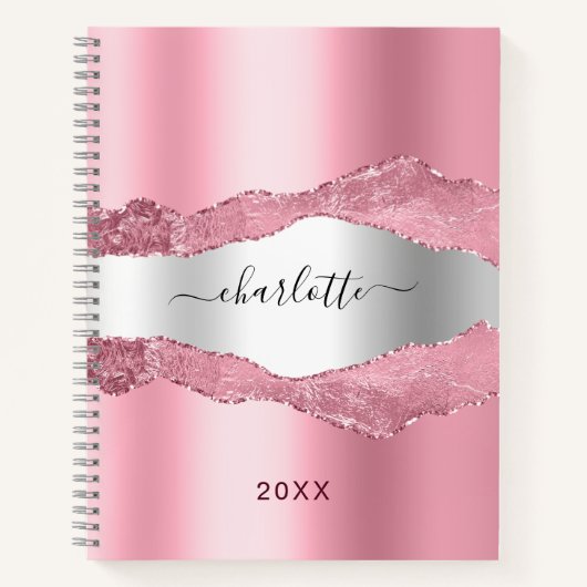 Rosa Rosa silber-Spitzname Notizblock (Vorderseite)