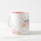 Rosa Rosa Silver Crown Royal Princess Monogram Zweifarbige Tasse (Vorderseite Links)