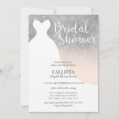 Rosa Rosa Silver Glitzer Dress Brautparty Einladung (Vorderseite)