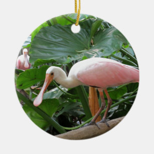 Rosa rosa Spoonbill-Vogel Keramikornament