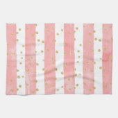 Rosa Rosa Streifen mit Imitaten Gold Confetti Geschirrtuch (Horizontal)