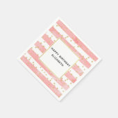 Rosa Rosa Streifen und Imitate Gold Confetti Birth Serviette (Ecke)