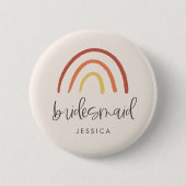 Rosa Rosa Terracotta Rainbow Custom Bridesmaid Button (Vorderseite)