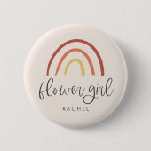 Rosa Rosa Terracotta Rainbow Custom Flower Girl Button (Vorderseite)