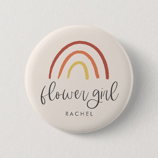 Rosa Rosa Terracotta Rainbow Custom Flower Girl Button (Vorderseite)