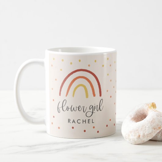 Rosa Rosa Terracotta Rainbow Custom Flower Girl Kaffeetasse (Mit Donut)
