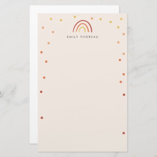 Rosa Rosa Terracotta Rainbow Custom Personalisiert Briefpapier (Vorne/Hinten)