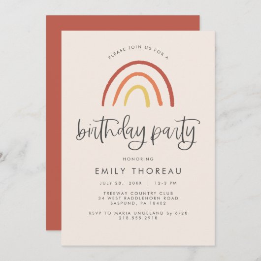 Rosa Rosa Terracotta Rainbow Giro del Malcantone Einladung (Vorne/Hinten)