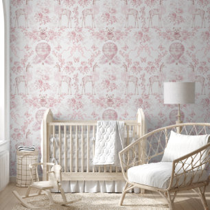 Rosa Rosa Toile Bow Giraffe Elegantes klassisches  Tapete