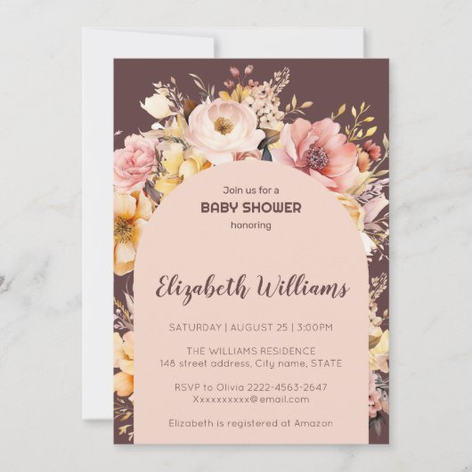 Rosa-Rosa-Torfmädchen Mädchen-Dusche Einladung (Vorderseite)