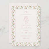 Rosa Rosa Trellis Kernpunkt Geburtstagseinladung Einladung (Vorne/Hinten)