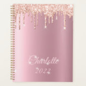 Rosa Rosa Tropfen Glitzer Sparkle Girly Monogram P Planer (Vorderseite)