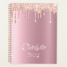 Rosa Rosa Tropfen Glitzer Sparkle Girly Monogram P Planer