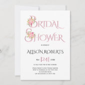 Rosa Rosa-Typografie, rosa Rosen Brautparty Einladung (Vorderseite)