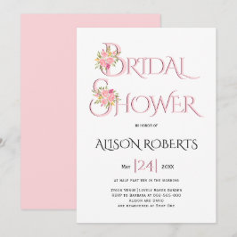 Rosa Rosa-Typografie, rosa Rosen Brautparty Einladung