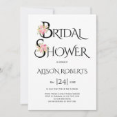 Rosa Rosa-Typografie, rosa Rosen Brautparty Einladung (Vorderseite)