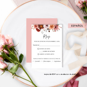 Rosa Rosa, UAWG in Spanisch, Burgund Blush Bloral RSVP Karte