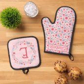 Rosa, Rosa und Blau Ofenhandschuh & Topflappen-Set (Oben Unten)