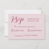 Rosa Rosa und Crimson Red RSVP Karte (Vorderseite)