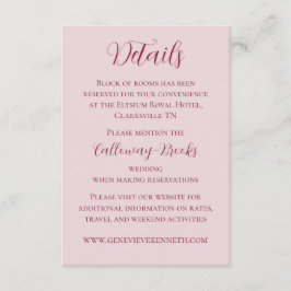 Rosa-Rosa- und Crimson-Rote Hochzeitskarte Begleitkarte