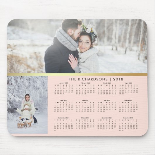 Rosa Rosa und Imitate Gold 2018 Foto Kalender Mousepad (Vorne)