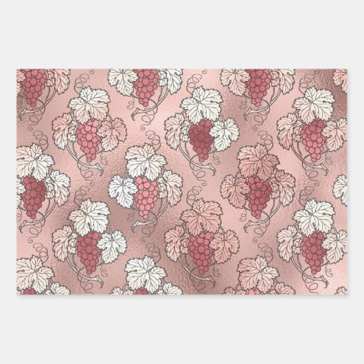 Rosa Rosa und Rose Gold Paris Rosé Geschenkpapier Set (Vorderseite 3)