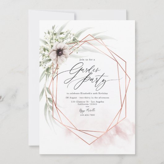 Rosa Rosa und Rose Goldenes Party Einladung (Vorderseite)