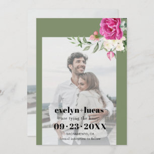 Rosa Rosa und weiße Blume Foto Hochzeit Save The Date
