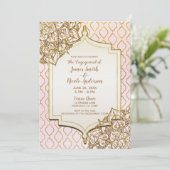 Rosa Rosa Verlobung marokkanisch-arabische Nächte Einladung (Stehend Vorderseite)