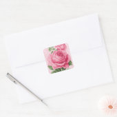 Rosa Rosa Vintag Quadratischer Aufkleber (Umschlag)