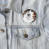 Rosa rosa Vintage Blume moderne 30. Geburtstag Button (Beispiel)