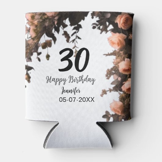 Rosa rosa Vintage Blume moderne 30. Geburtstag Dosenkühler (Vorderseite)
