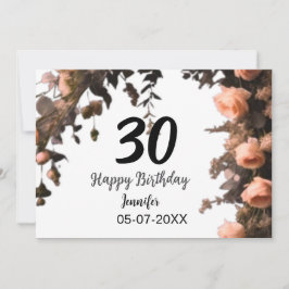 Rosa rosa Vintage Blume moderne 30. Geburtstag Einladung