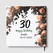 Rosa rosa Vintage Blume moderne 30. Geburtstag Gästebuch (Rückseite)