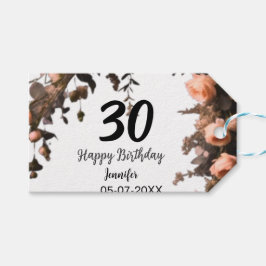 Rosa rosa Vintage Blume moderne 30. Geburtstag Geschenkanhänger